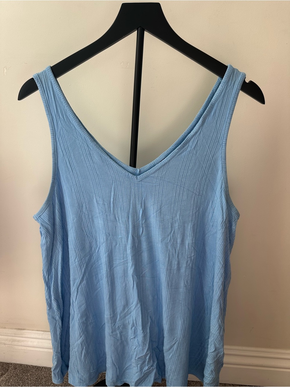 Old Navy Light Blue Ribbed V-Neck Tank Top